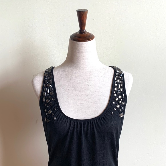 LaROK Jewel-accented black rocker tank top - Embellished - XS - Extra small - Picture 2 of 4